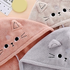 Turbante Toalla Para Secar El Cabello Gatito Kawaii