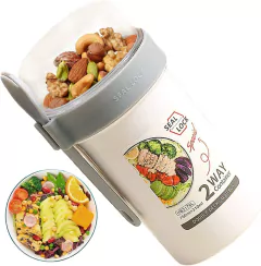 Contenedor Para Alimentos 2 en 1 + Salsero Tamaño M con Cuchara(760+230ML) - tienda online