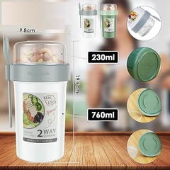 Imagen de Contenedor Para Alimentos 2 en 1 + Salsero Tamaño M con Cuchara(760+230ML)