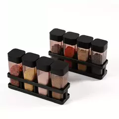 Set De 4 Especieros-condimenteros Transparente-Soporte Negro - comprar online