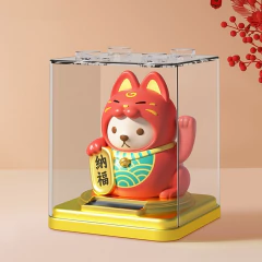 Adorno De La Suerte Maneki Neko Doble- Happy Cat - Japonés