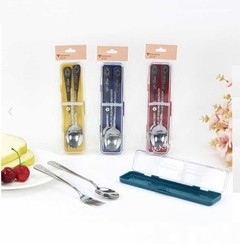 Set Cubiertos Acero Inoxidable C/ Estuche De Plastico 2pzas