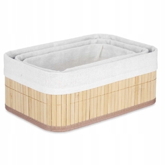 Set X 3 Canastos Cestos Bambú /tela Rectangular Organizado - comprar online