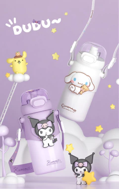 Termo Botella Sanrio Kawaiii Kuromi Cinnamoroll My Melody Purin acero inoxidable de 460ML con sorbete en internet