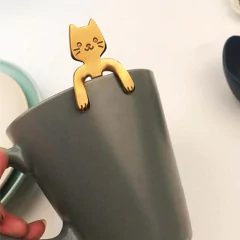 Set 6 Cucharitas Plateadas Gatito -Postre Café 12cm - comprar online