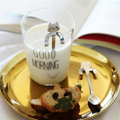 Imagen de Set 6 Cucharitas Plateadas Gatito -Postre Café 12cm