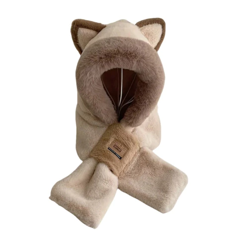 Bufanda Capucha Oso Conjunto 2 En 1 Abrigado Invierno Frío - comprar online