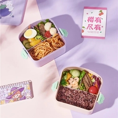 Vianda Lunchera Con Divisiones Cute Rabbit + Cubiertos - comprar online