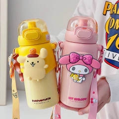 Imagen de Termo Botella Sanrio Kawaiii Kuromi Cinnamoroll My Melody Purin acero inoxidable de 460ML con sorbete