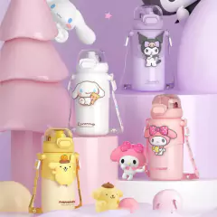 Termo Botella Sanrio Kawaiii Kuromi Cinnamoroll My Melody Purin acero inoxidable de 460ML con sorbete