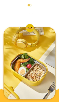 Taper De Acero De Inoxidable- Lunchera Con Divisiones Kawaii