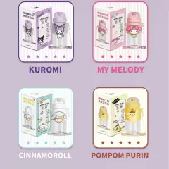 Termo Botella Sanrio Kawaiii Kuromi Cinnamoroll My Melody Purin amde 600ML con sorbete - tienda online