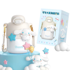 Termo Botella Sanrio Kawaiii Kuromi Cinnamoroll My Melody Purin acero inoxidable de 430ML con sorbete -