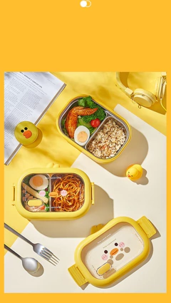 Taper De Acero De Inoxidable- Lunchera Con Divisiones Kawaii - comprar online