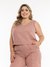 conjunto feminino blusa e calça flare com botão PLUSIZE . DUNA .CONPL-0039