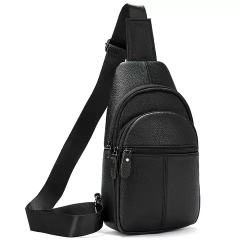 Mochila Transversal Couro Masculina Modelo Tex