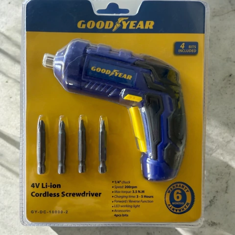 Destornillador eléctrico 200rpm con 4 punteras Good Year GY-DC-16000-2 - comprar online