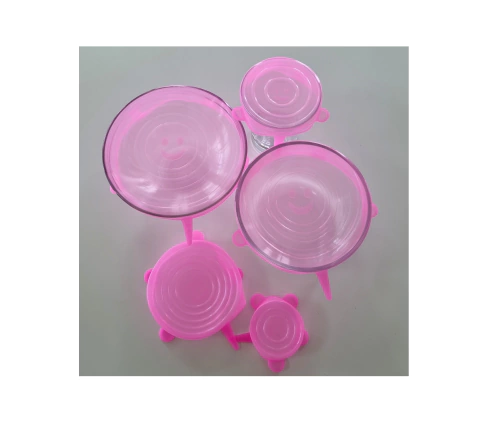 Set tapas silicona x6 redonda reutilizable 81164 Rosa - comprar online