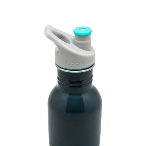 Botella metálica Kido para niños con pico 335ml verde petroleo con gris - comprar online