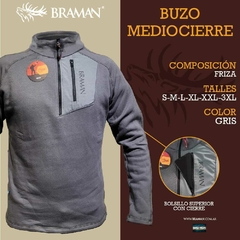 BUZO MEDIO CIERRE GRIS - OUTDOOR SHOP