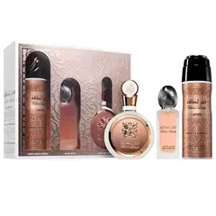 Kit presente Fakhar rose- Perfume + Spray+ perfume de cabelo
