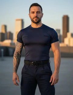 Remera Manga Corta Elastizada Con Abrojos Azul T:3XL-5XL (2101568)