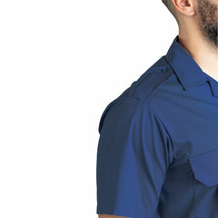 Camisa Manga Corta Cuello Solapa Azul T:34-44 (4120854) - Rerda S.A. - Sastrería Militar