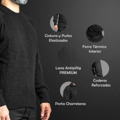 Tricota con Cuello Redondo Forrada Negra (2301900) - tienda online