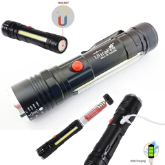 Linterna Led Cob T6-26 Recargable Usb 200 Metros (8520016)