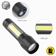 Linterna Táctica Led Recargable Usb Zoom Con Luz Lateral (8520118)