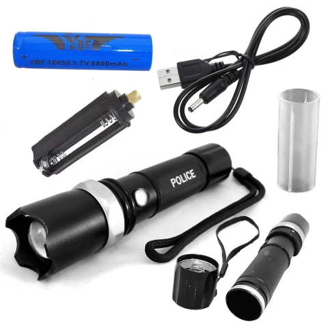 Linterna Táctica Led Zoom Recargable Policía - SALDO (8520745)