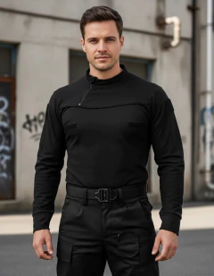 Remera Manga Larga con Cierre Negra T:3XL-5XL (2101902)