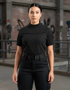 Imagen de Remera Manga Corta con Cierre Negra T:3XS-XXL (2101900)