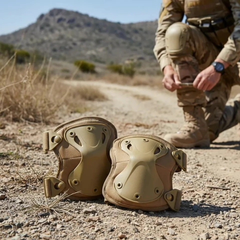 Kit rodilleras y coderas tácticas beige coyote arena (8503332)