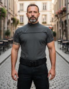 Remera Manga Corta con Cierre Gris T:3XS-XXL (2101750)