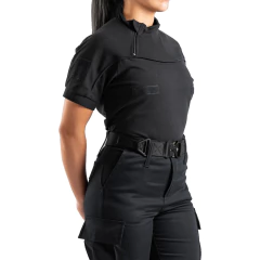 Remera Manga Corta con Cierre Negra T:3XL-5XL (2101999) - Rerda S.A. - Sastrería Militar