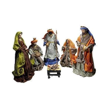 Presépio de Natal Rústico Colorido - 6 figuras - 30 cm