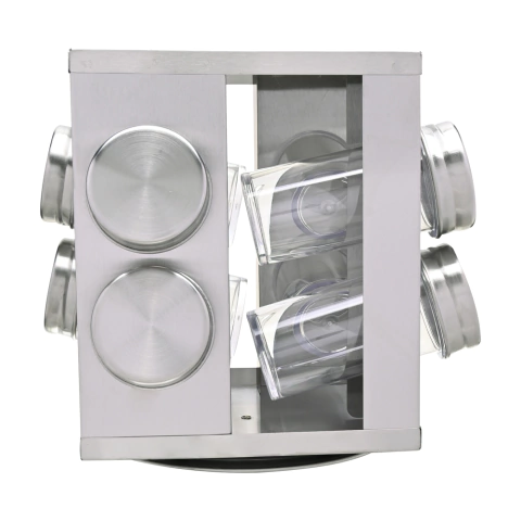 Porta Condimentos Giratório Inox Com 8 Peças Mimo Style