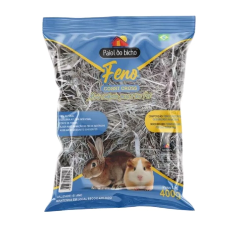 Feno Solto para chinchila, porquinho da índia, coelho, gerbil e hamster 400g