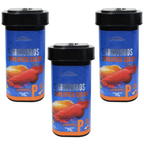 3UN - Ração Peixes Carnívoros Superfície Color P Nutricon (70g)