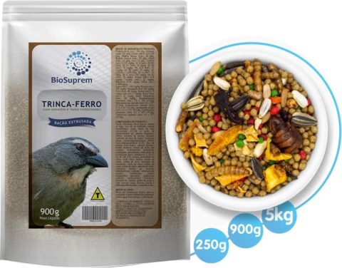 Kit 2 Biosuprem Extrusada Trinca Ferro 900g + Comedouro Aut