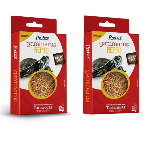 Kit 2un Gammarus Desidratado para Tartarugas Tigre Dágua 12g