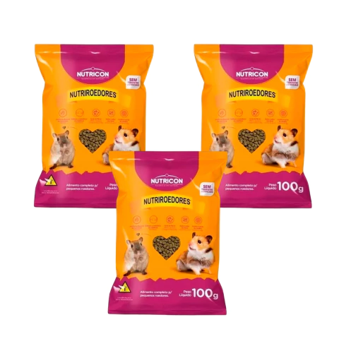 3UN Ração Para Hamster E Roedores Nutricon Nutriroedores 100g
