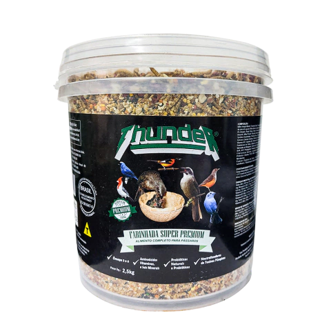 Thunder Farinhada Super Premium Balde 2,5kg - Trinca Ferro, Cardeal, Sabiá, Pássaro Preto