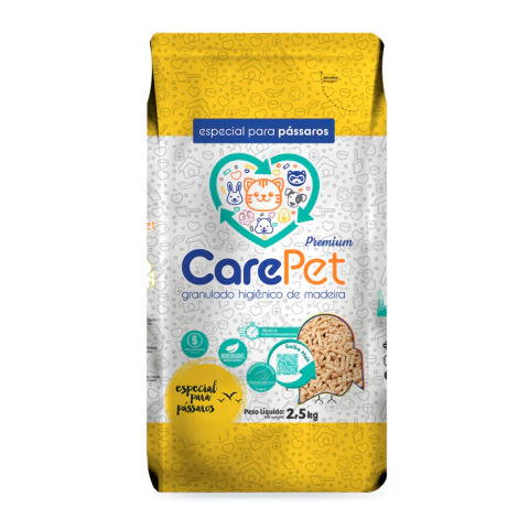 CarePet Granulado Higiênico de Madeira para Pássaros 2,5Kg
