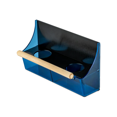 Comedouro Muro Alto Injetfour Preto e Azul (130ml)