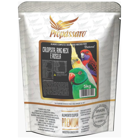 Extrusada Natural para Calopsita. Ring Neck e Roselas Propássaro 5kg