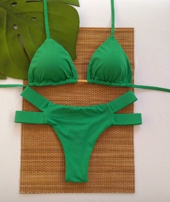 CONJUNTO CORTININHA COM CALCINHA 2 TIRAS (VERDE BANDEIRA)