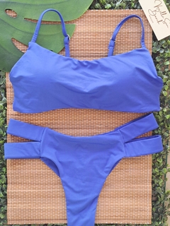 TOP CARIBE E CALCINHA FIO DUPLO 2 TIRAS (AZUL ROYAL)