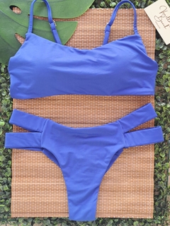 TOP CARIBE E CALCINHA FIO DUPLO 2 TIRAS (AZUL ROYAL) - comprar online